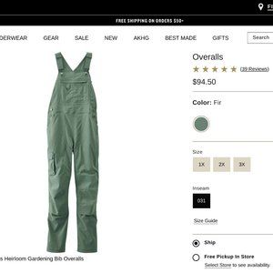 Women's Plus Heirloom Gardening Bib Overalls - Fir 3X